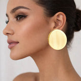 Oversized Polished Round Disc Statement Earrings