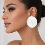 Oversized Polished Round Disc Statement Earrings